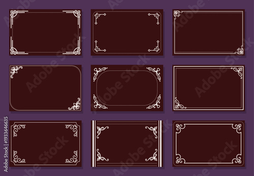 Vintage frame set, various frame designs, cards.