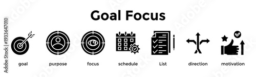 Goal Focus Banner Web Icon Vector Illustration Concept For Goal, Purpose, Focus, Schedule, List, Direction, Motivation