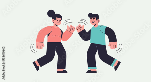 Man and woman dancing together energetically in a vibrant dynamic movement illustration
