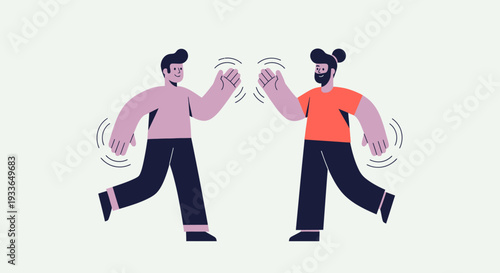 Two men with different attire engaging in a dynamic dance movement together in a studio setting from a straightforward viewpoint perfectly