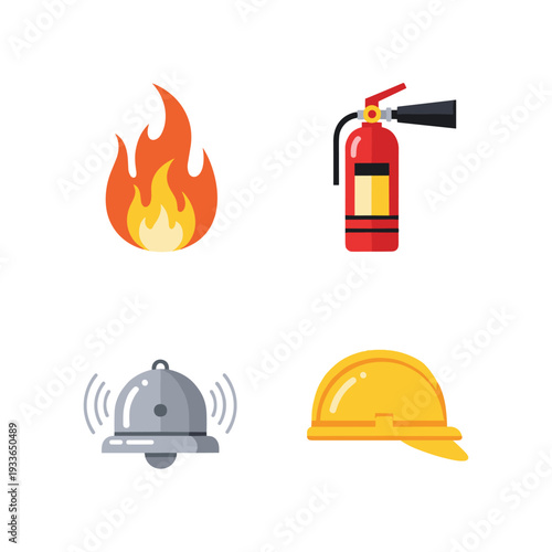 Fire Safety Icons Set Vector Illustration.
