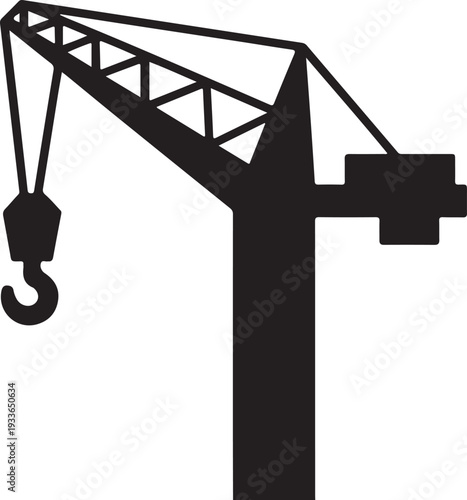 Black silhouette of a construction crane hook