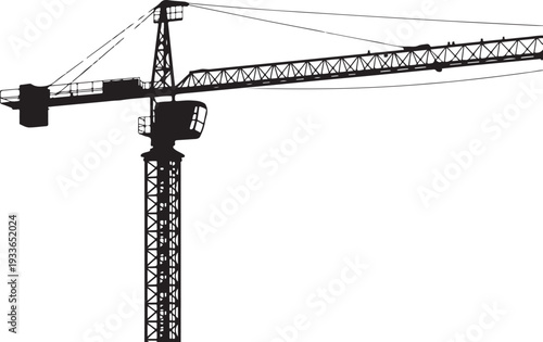 Black silhouette of a construction crane tower crane