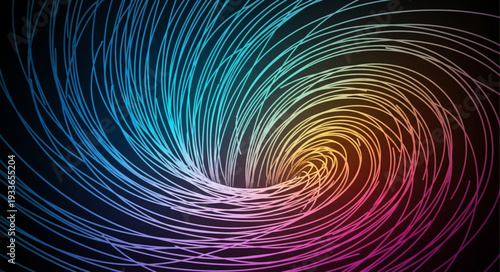 Abstract swirling colorful lines forming a vortex pattern.