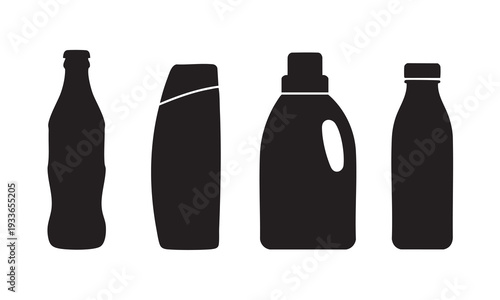 Assorted Beverage Bottle Illustration - Soda, Water, and Milk