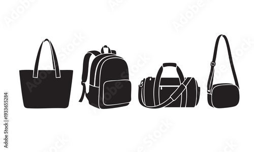 Luggage and Handbag Illustration - Tote, Backpack, and Duffel