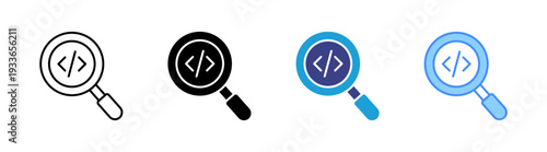 Code Review icon set multiple style collection