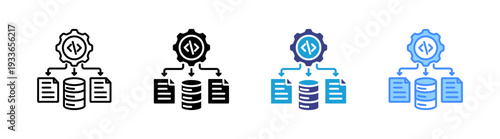 Schema icon set multiple style collection