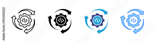 Devops icon set multiple style collection