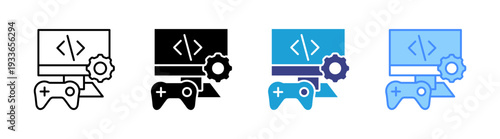 Game Development icon set multiple style collection