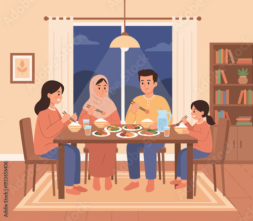 Family Having Meal Together at Home