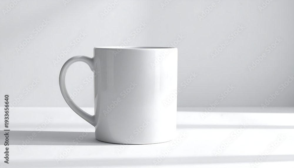 Obraz premium A white mug on a white surface with a plain background