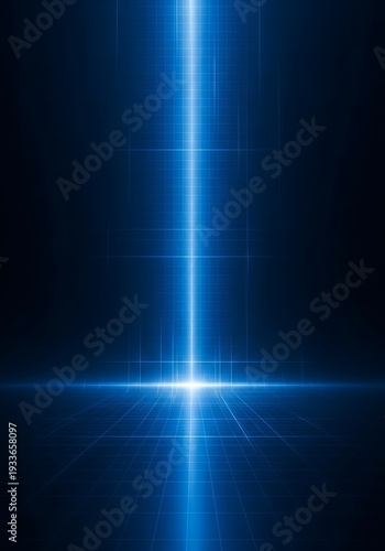 blue light beam on dark background.