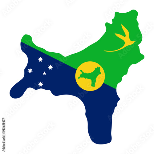 Christmas Island map silhouette with flag isolated on white background