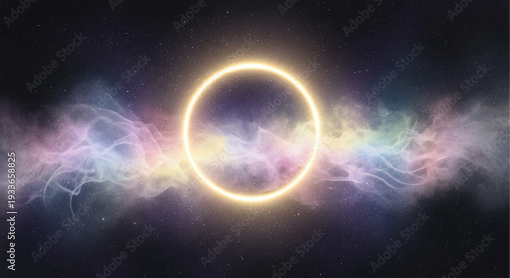 Fototapeta premium Sacred Glowing Halo Of Divine Calling Watercolor Illustration JPG