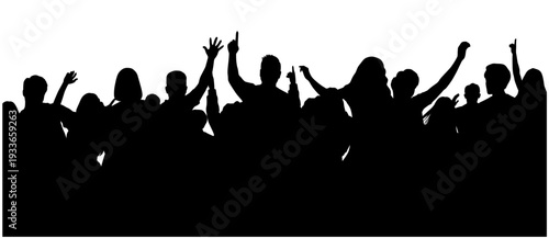 Crowd at festival, supporters cheering in public, group enjoying concert