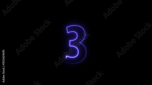 Animated Neon text 7 number countdown icon 4k, Glowing text number 7 outline animation. countdown text 7 stroke line moving with alpha channel.