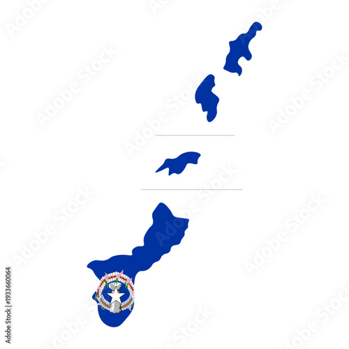 Nothern Mariana Islands map silhouette with flag isolated on white background