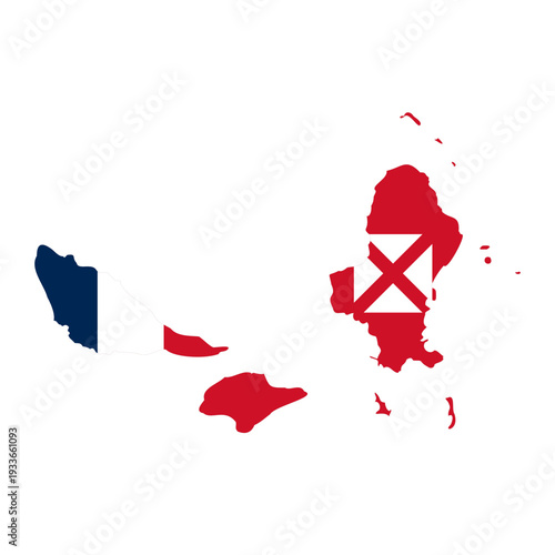 Wallis and Futuna map silhouette with flag isolated on white background