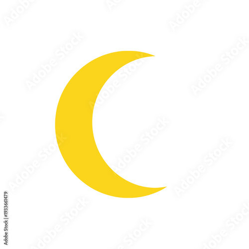Yellow Crescent Moon Icon Isolated on White Background