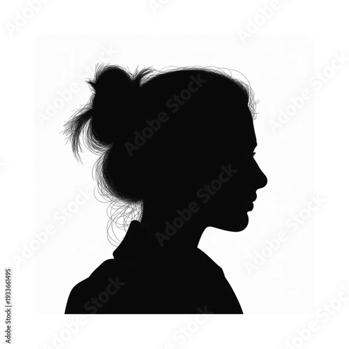 Silhouette of a woman with her hair in a messy bun side profile