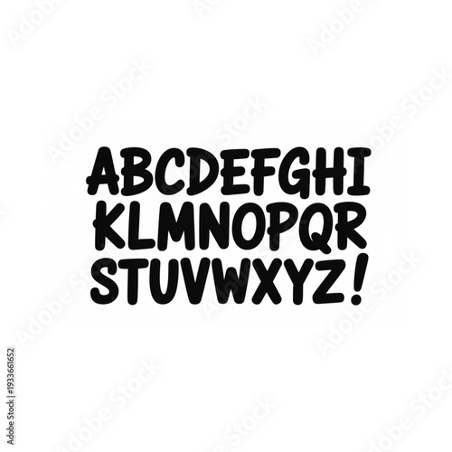 A complete alphabet set presented in a bold black handwritten style