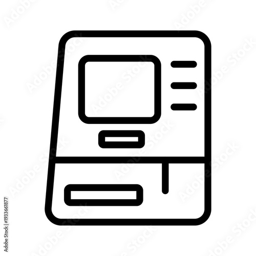 Line icon representing an automated teller machine for banking