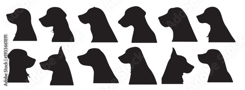 dog silhouettes collection profile side view