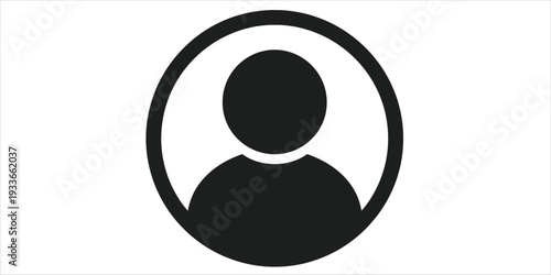 Black Silhouette of a Person Icon Inside a Circle on White Background user profile