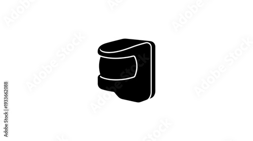 Black silhouette of a smart motion detector sensor, a key component for home security and automation systems, detecting movement and triggering alerts.