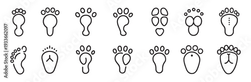 footprint related editable icon set flat illustration
