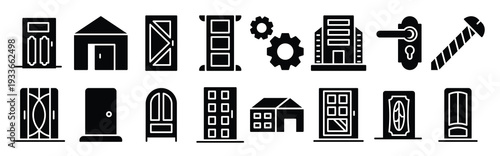 pack of door locks glyph vector icons