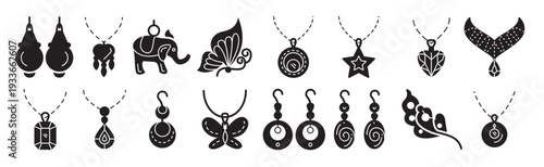  pack of jewellery items glyph icons