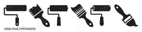  paint icon set paint brush sign and symbol paint roller icon