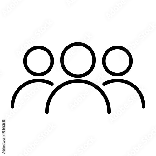 Line icon depicting a group of three people representing a crowd or viewers during a live event