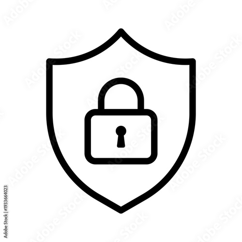 Security icon featuring a shield and a padlock to represent protected network connections and data privacy