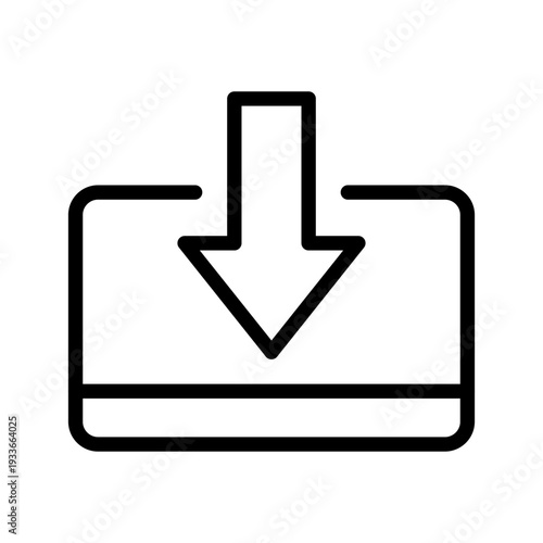 Line style icon illustrating the action of downloading files or information from a network to a storage device