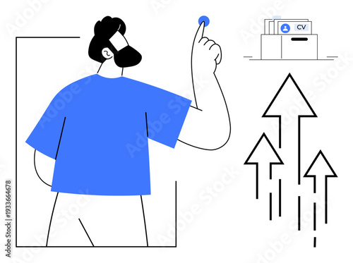 Job application. Candidate submitting CV with focus on career growth and opportunities. Job application s advancement and professional development. For HR, recruitment, and career tools