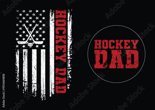 Hockey Dad American Flag With Hockey Sticks Vintage Sports Graphic