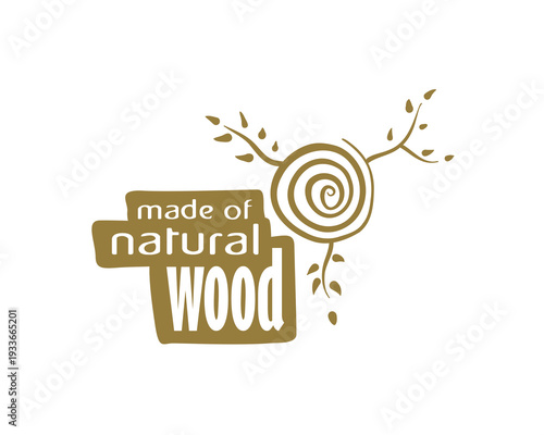 An unusual vector hand-drawn logo for the production of wood products