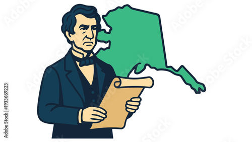 Abraham Lincoln vector illustration with Massachusetts map and parchment document