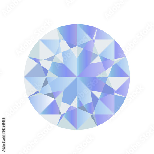 ラウンドブリリアントカットのダイヤモンドのイラスト　挿絵　ベクター素材