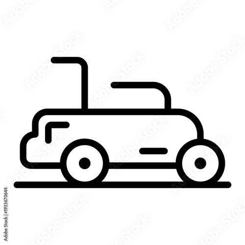 A practical line icon of a lawn mower representing yard work and landscaping maintenance services