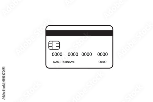 Credit Card Black Vector Illustration – Payment Method Icon Isolated on White Background