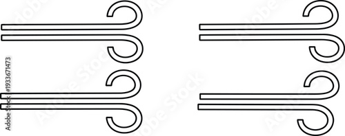 Wind breeze line icon set vector illustration air flow swirl symbols minimal weather elements isolated design