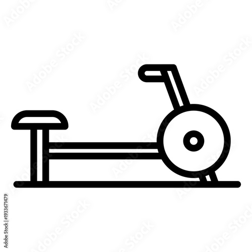 Line icon depicting a rowing machine for full-body cardio and strength training