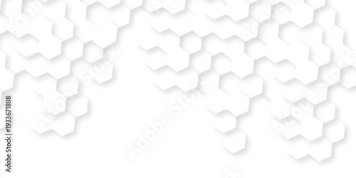 Abstract white grid presentation surface mosaic tiles. minimal tech bee website science element grid overlay. white hexagon futuristic technology geometric texture background.