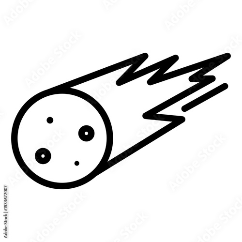 A line icon of a meteoroid or comet falling through the atmosphere