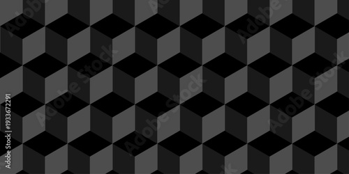 Abstract square gradient black cubic square shape texture. cube geometric wall and floor. vector diamond hexagon triangle wallpaper background.