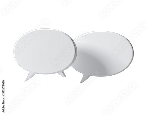 Two overlapping, empty speech bubbles with subtle shading on a transparent background